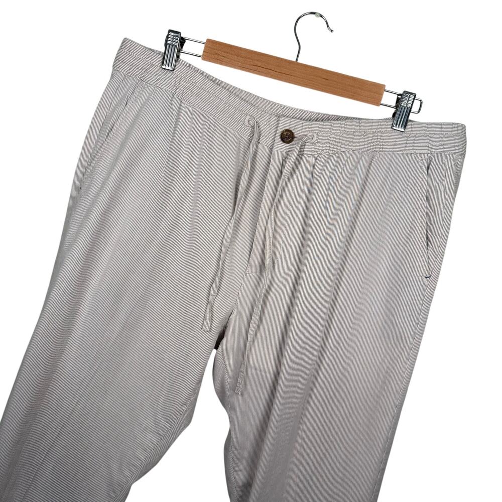 Tommy Bahama Men’s XL Drawstring Pants Cotton Stretch Gray Striped Casual EUC
